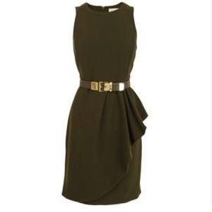 Michael Kors - Olive Green Asymmetric Frill Dress